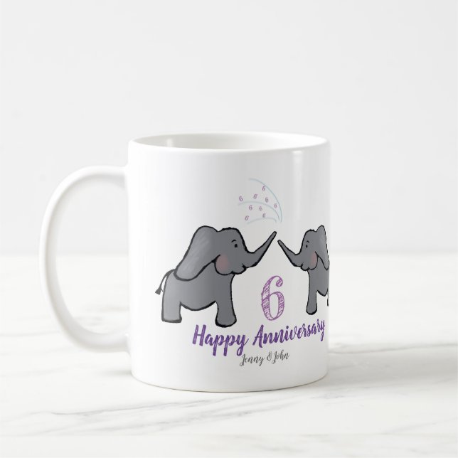 Caneca De Café elefante bonitinho do aniversário de casamento de  (Esquerda)