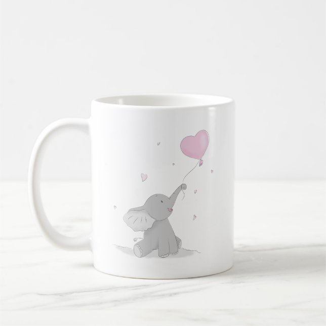 Caneca De Café Elefante Bonito com Chá de fraldas de Balão (Esquerda)