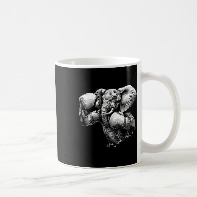 Caneca De Café Elefante Boxeador Com Luvas de Boxe Kickboxing Eng (Direita)