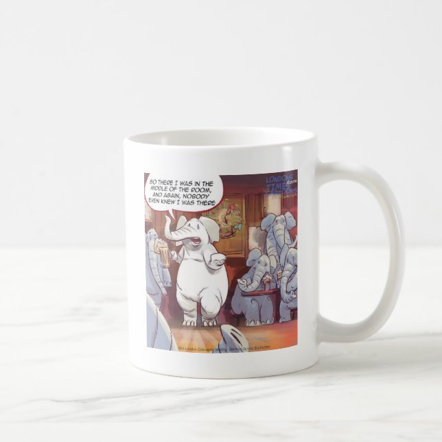 Caneca De Café Elefante Branco Engraçado Na Sala (Direita)