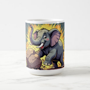 Caneca De Café Elefante Brincalhão Empurrando uma Pedra – Animaçõ