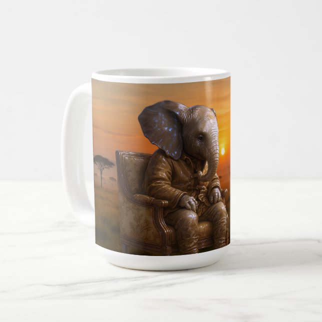 Caneca De Café Elefante Cavalheiro Safari (Frente Esquerda)