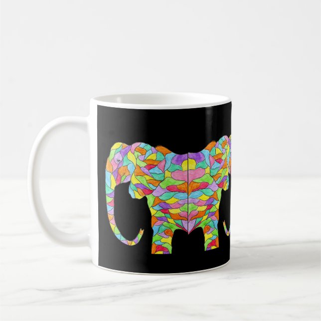 Caneca De Café Elefante Colorido (Esquerda)