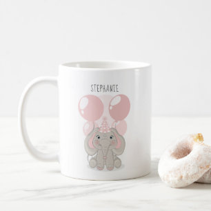 Caneca De Café Elefante com Chapéu de Festa de Aniversário