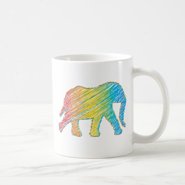 Caneca De Café Elefante com Linhas (Direita)