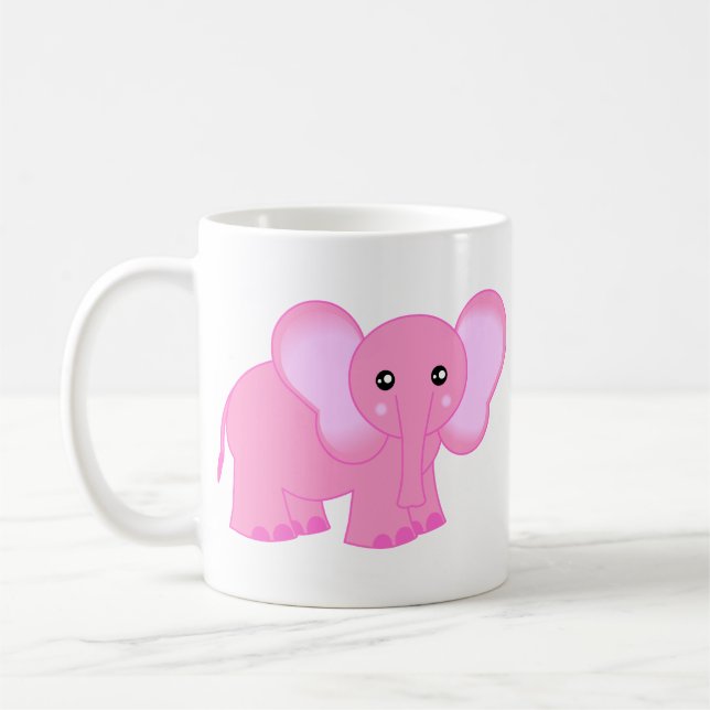 Caneca De Café Elefante cor-de-rosa bonito do bebê (Esquerda)