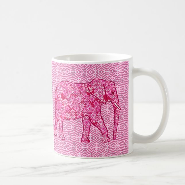 Caneca De Café Elefante da flor - cor-de-rosa fuchsia (Direita)