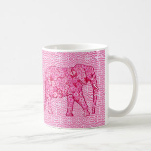 Caneca De Café Elefante da flor - cor-de-rosa fuchsia