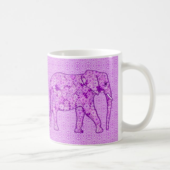 Caneca De Café Elefante da flor - roxo ametista (Direita)