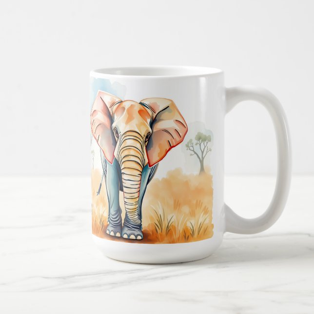 Caneca De Café Elefante de Aquarela Adorável (Direita)