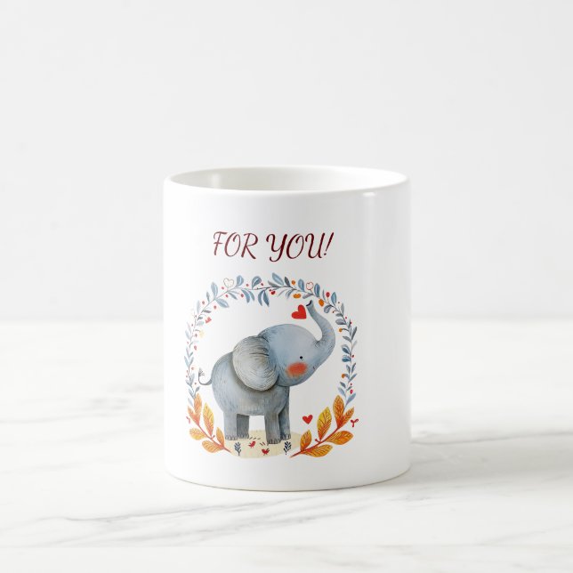 Caneca De Café elefante de aquarela pintada e fofa (Centro)