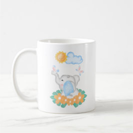 Caneca De Café Elefante de Bebê Bonito com flores laranja Mug