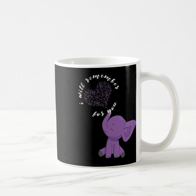 Caneca De Café Elefante de Laço Roxo do Fim do Mês I (Direita)