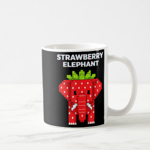 Caneca De Café Elefante de morango pixel art animal de selva fofo