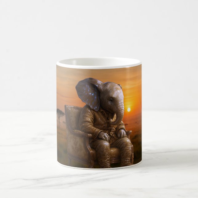 Caneca De Café Elefante de Safari Reflexivo (Centro)