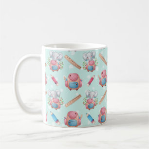 Caneca De Café Elefante de Volta às Aulas Estampado