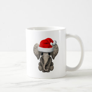 Caneca De Café Elefante do bebê que veste um chapéu do papai noel
