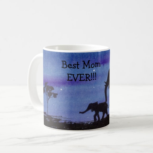 Caneca De Café Elefante e bebê (Frente Esquerda)