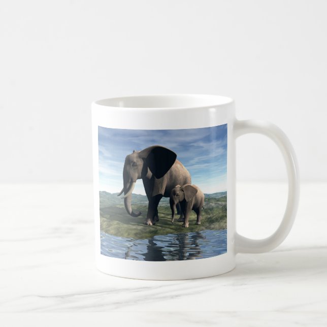 Caneca De Café Elefante e bebê (Direita)