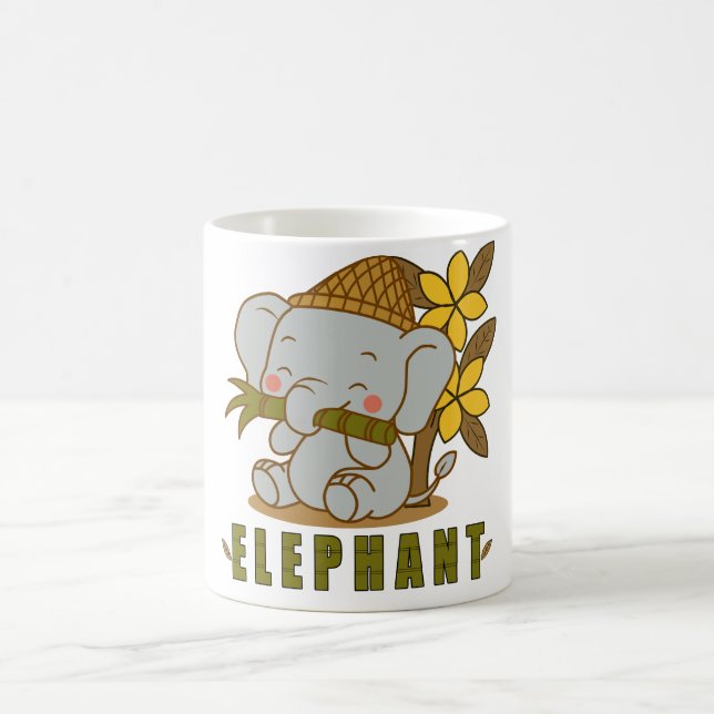Caneca De Café elefante e flor de champa (Centro)