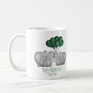 Caneca De Café Elefante giro do 55º aniversário do Casamento Em