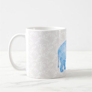 Caneca De Café Elefante indiano azul do teste padrão