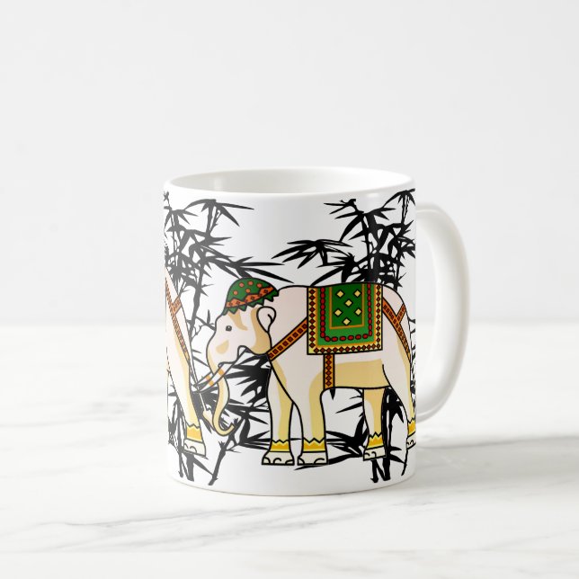 Caneca De Café Elefante Majestoso na Natureza Selvagem - Índia (Frente Esquerda)