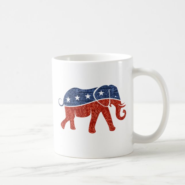 Caneca De Café elefante republicano brilhante (Direita)
