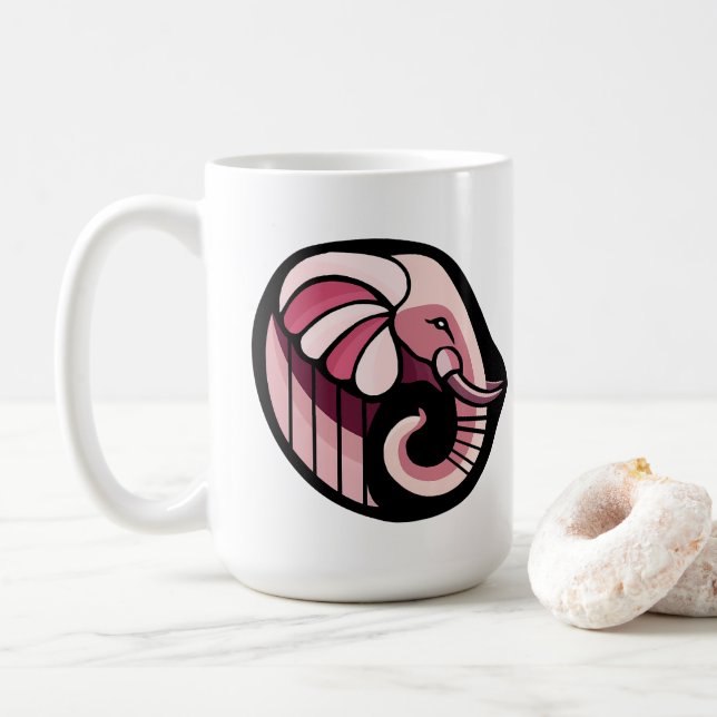 Caneca De Café Elefante Rosa (Com Donut)