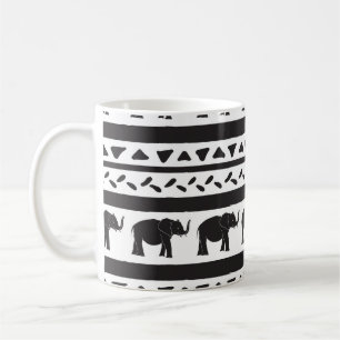Caneca De Café Elefantes, linhas, triângulos, sem costura decorat