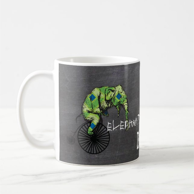 Caneca De Café Elefantes Mais Bicicletas Igual a YIKES! (Esquerda)