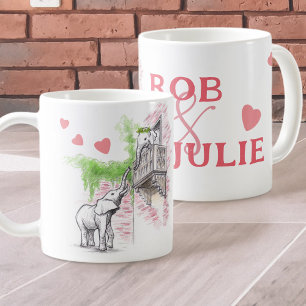 Caneca De Café Elefantes Românticos adoram Romeu e Julieta Seu No