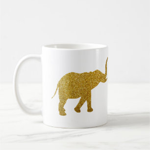 Caneca De Café Elefantes Trombeteando Dourados