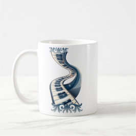 Caneca De Café Elegance in piano keys and blossoms.