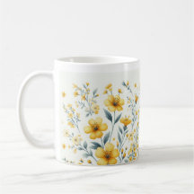 Elegância Amarela do Flor - Mug de Café Floral
