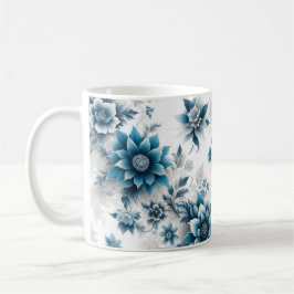 Caneca De Café Elegância/Bloomias de Flor Azul na Mug de Café Azu