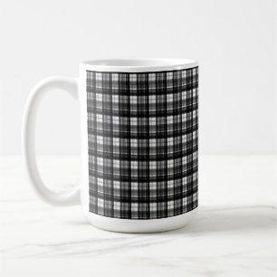 Caneca De Café Elegância Do eterno: Tartan Negro E Branco Clássic