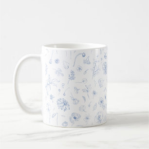 Caneca De Café Elegância estética Belamente Floral Padrão Azul