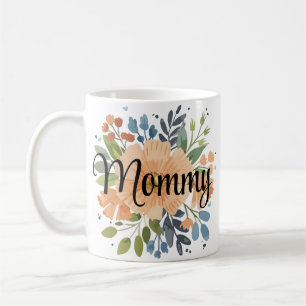 Caneca De Café Elegância Floral Personalizada de Aquarela