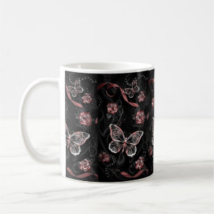 Caneca De Café Elegância Flutuante: Mug de Borboleta Negra"