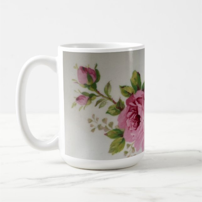 Caneca De Café Elegância Rosa Pálida (Esquerda)
