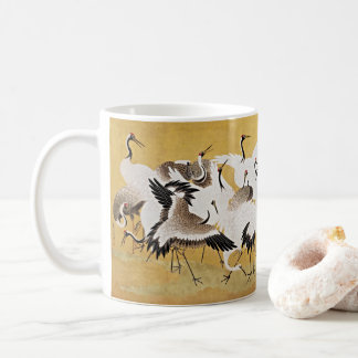 Caneca De Café Elegância Tranquila: Bando de guindastes japonês
