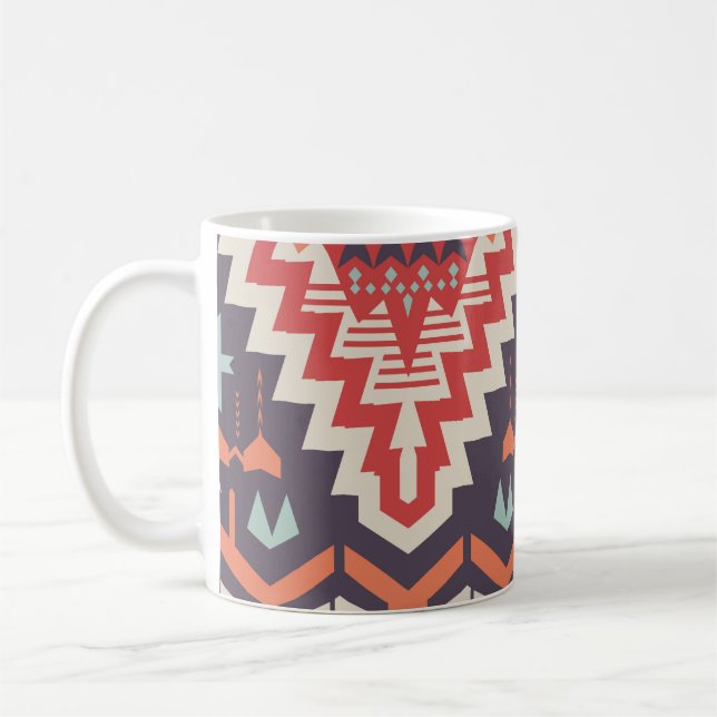 Caneca De Café Elegância Tribal: Impressão de Étnica Geométrica (Esquerda)