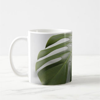 Caneca De Café Elegância Tropical: Folha de Monstera