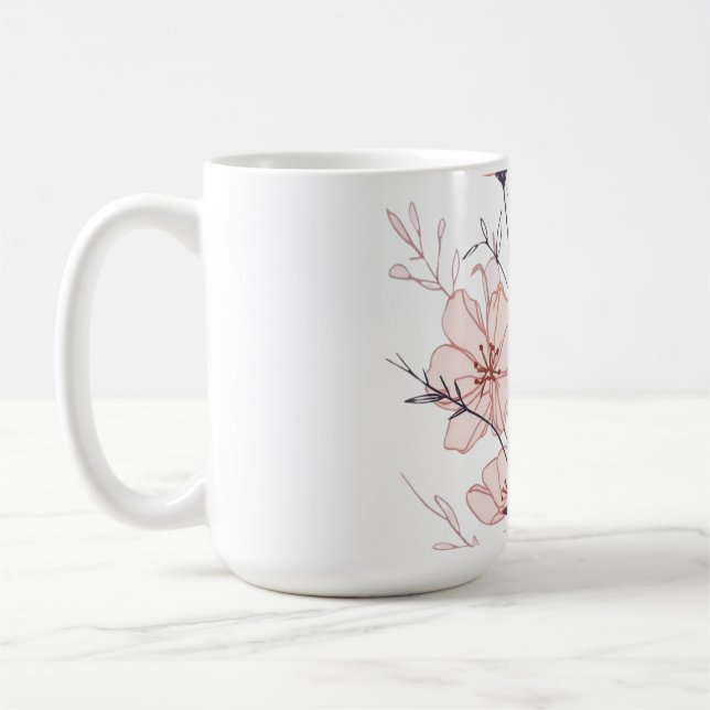 Caneca De Café Elegant Blooming Flower Illustration (Esquerda)
