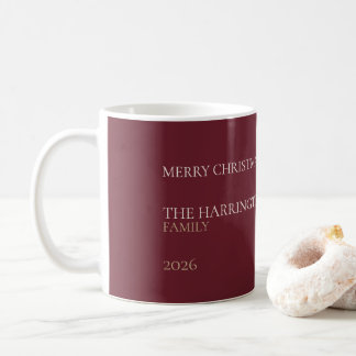 Caneca De Café Elegant Burgundy Personalized Family Christmas Mug