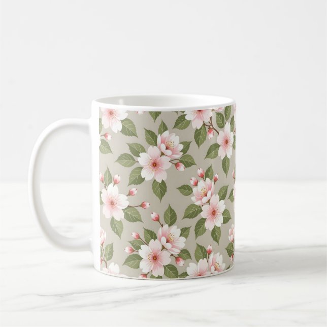 Caneca De Café Elegant cherry blossoms seamless pattern (Esquerda)