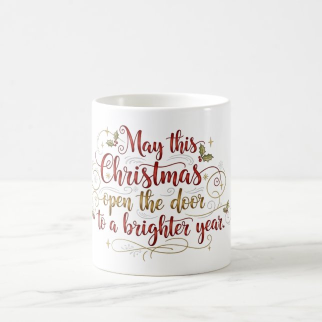Caneca De Café Elegant Christmas Greeting Lettering Mug (Centro)