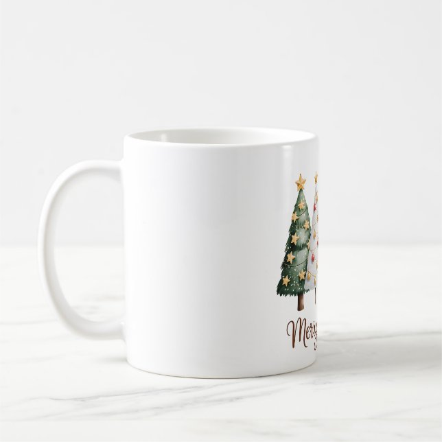 Caneca De Café Elegant Christmas Trees – Holiday Season Design (Esquerda)