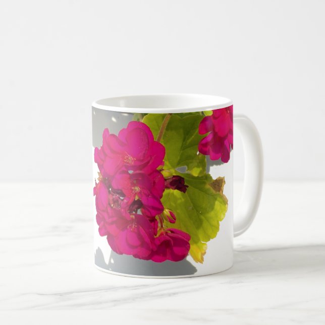 Caneca De Café Elegant Deep pink floral Pink Geranium (Frente Esquerda)